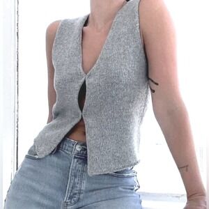 Rumored Gray Cardigan Sweater Vest Womens S Small Classic Preppy Academia